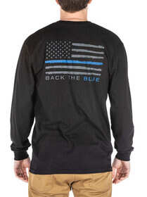 5.11 Tactical Long Sleeve T-Shirt in Black with Thin Blue Line ink design